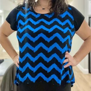 Blue and Black Chevron Hi Low Top